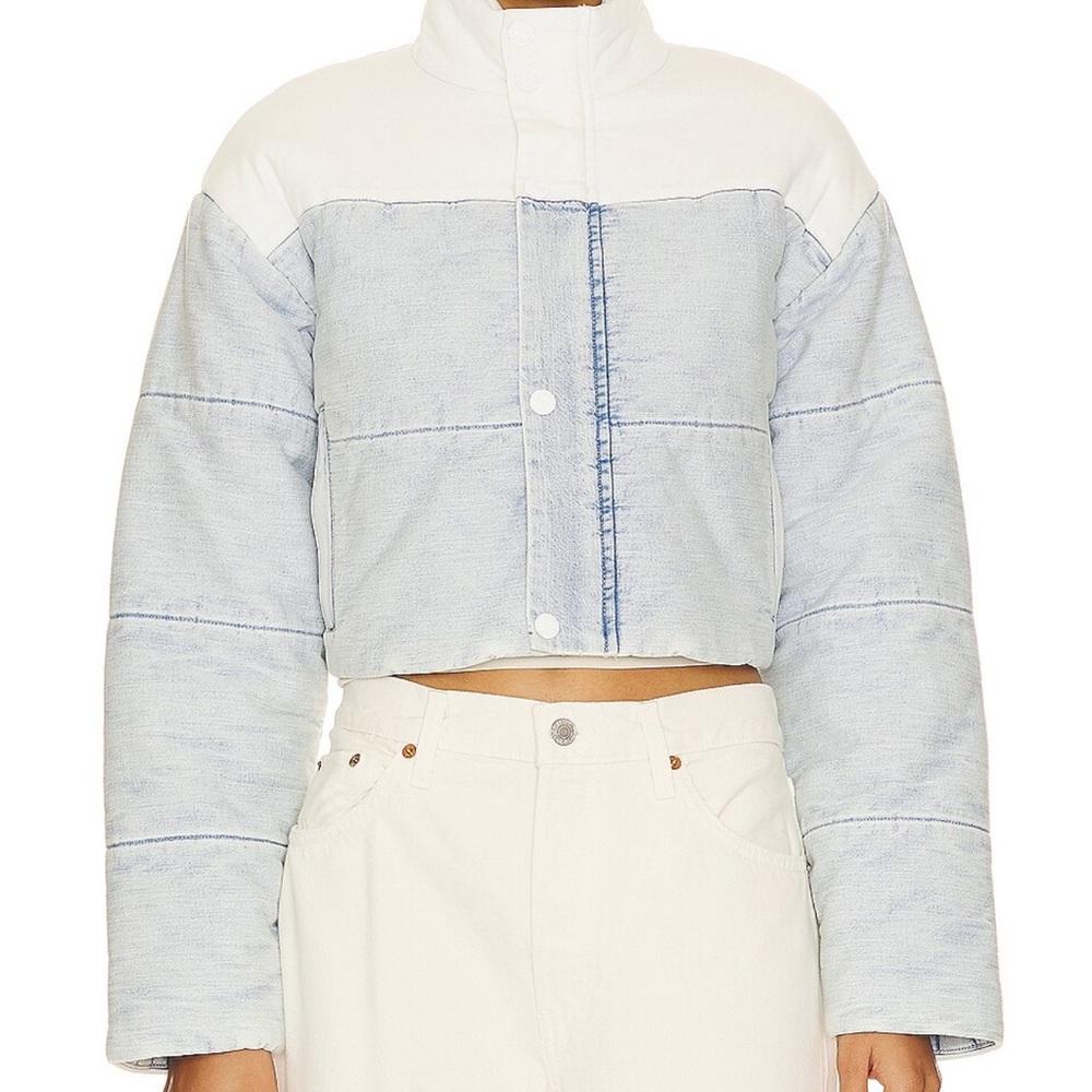 Mother Denim “The Drop Pillow Talk Puffer Crop”